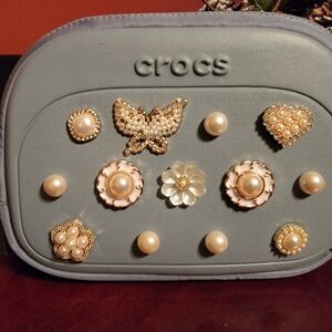 CROCS Classic Bag with Pearl and Gold Jibbitz